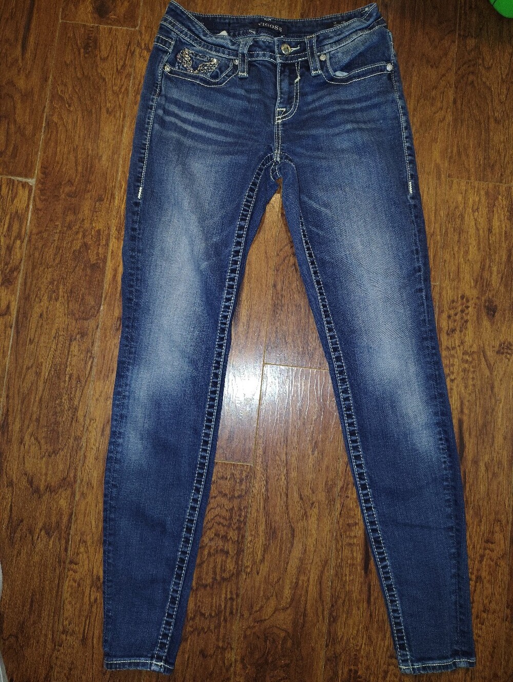 Vigoss Indigo Skinny Jeans with Faded Detail